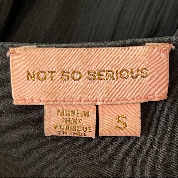 Anthropologie Dress Black Embroidered Wrap Not So Serious Size S Long Sleeve - Picture 11 of 13